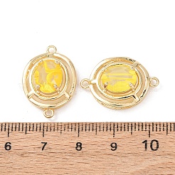 真鍮製、ガラス コネクタ チャーム付き  オーバルリンク  ゴールドカラー  ミックスカラー  23x16x7mm  穴：1.4mm&nbsp;KK-Z141-13G