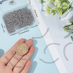 100連売り304ステンレススチールチェーンエクステンダー  47~53x3mm  ステンレス鋼色  47~53x3mm&nbsp;STAS-BBC0005-51A