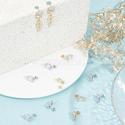 6 Pairs 2 Color Brass Micro Pave Clear Cubic Zirconia Stud Earring Findings&nbsp;KK-HY0001-76