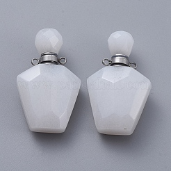 Faceted Natural White Jade Openable Perfume Bottle Pendants&nbsp;G-E564-09A-P