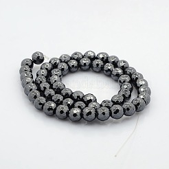 Faceted Round Non-magnetic Synthetic Hematite Beads Strands&nbsp;G-P061-60-3mm