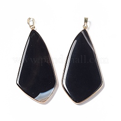 Natural Dyed & Heated Black Agate Big Pendants&nbsp;G-P491-06G-01