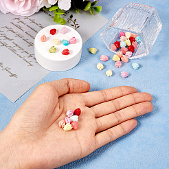 40Pcs 8 Colors Opaque Resin Flower Rose Beads&nbsp;RESI-TA0002-98