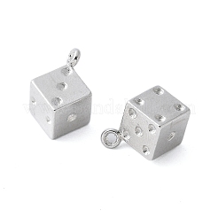 合金ペンダント  サイコロチャーム  プラチナ  12x6x6mm  穴：1mm&nbsp;FIND-L020-002P-01