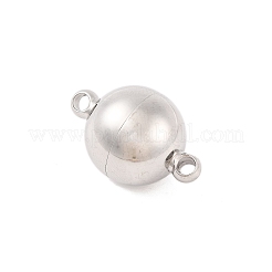 変色しにくい304ステンレススチールのループ付きマグネット留め具  ラウンド  ステンレス鋼色  21x14mm  穴：2mm&nbsp;STAS-K006-14mm-04C