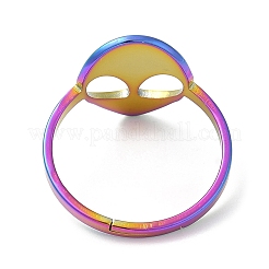 イオンプレーティング(IP) 304 ステンレススチール エイリアンフェイス 女性用 調節可能リング  虹色  内径：16.6mm&nbsp;RJEW-M149-13RC
