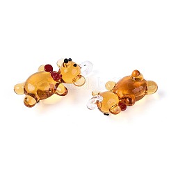 手作りランプワークペンダント  クマのチャーム  ゴールデンロッド  29~33x15~17x10~12mm  穴：2~4x2~3.5mm&nbsp;LAMP-N028-27