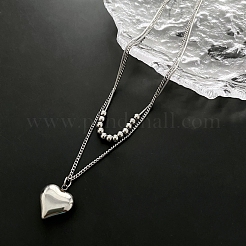 Non-Tarnish 304 Stainless Steel Round Snake & Curb Chains Double Layer Necklaces&nbsp;NJEW-K257-07P