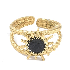 Ion Plating(IP) 304 Stainless Steel Enamel Cuff Finger Rings&nbsp;RJEW-L107-053G-02