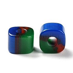 樹脂の大きな穴のヨーロッパのビーズ  正方形  グリーン  11.5~12x15~15.5x15~15.5mm  穴：6mm&nbsp;RESI-U009-02A-03