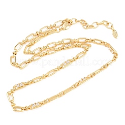 5MM Brass Pave Cubic Zirconia Oval Link Chain Necklaces&nbsp;NJEW-D324-02G-02