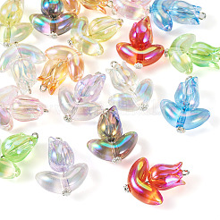 18個 9スタイル アクリル&合金フラワーペンダント  プラチナ鉄平頭ピン付き  ミックスカラー  30mm  2個/スタイル&nbsp;PALLOY-TAC0160