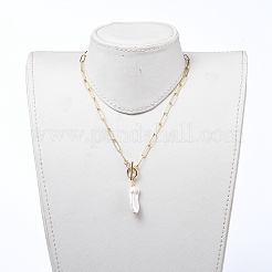 Natural Baroque Pearl Keshi Pearl Pendant Necklaces&nbsp;NJEW-JN02814