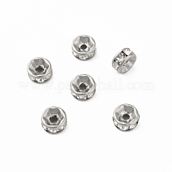 316サージカルステンレススチールクリスタルラインストーンスペーサービーズ  ストレートエッジ  ロンデル  ステンレス鋼色  6x3mm  穴：1mm&nbsp;X-STAS-N032-06P