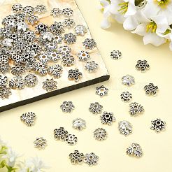 100Pcs 10 Styles Tibetan Style Alloy Bead Caps&nbsp;FIND-CJ0005-67