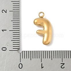 304ステンレススチール製イニシャルペンダント  イオンプレーティング（ip）  18KGP本金メッキ  文字F  16~18x6~18x3mm  穴：1.8mm&nbsp;STAS-S186-12F-G