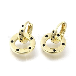 Flat Round Brass Micro Pave Cubic Zirconia Hoop Earrings&nbsp;EJEW-U061-02G