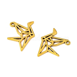 合金のチベット風チャーム  鉛フリー＆カドミウムフリー  折り鶴  アンティーク黄金  26x23x1.5mm  穴：2mm  約260個/500g&nbsp;TIBE-S306-01AG-RS