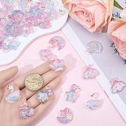 40Pcs 5 Styles Transparent Resin Decoden Cabochons&nbsp;CRES-BM0001-03
