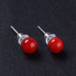 Round Lampwork Ball Stud Earrings&nbsp;EJEW-F247-01