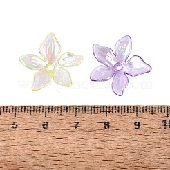透明プラスチックビーズキャップ  5  - 花びらの花  ABカラーメッキ  ミックスカラー  20x21.5x4.5mm  穴：2mm  約1665個/500g&nbsp;KY-N025-38