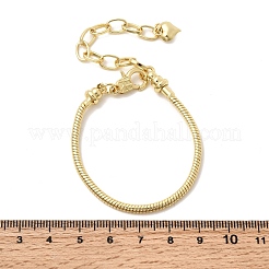 女性用真鍮スネークチェーンブレスレット  ラックめっき  長持ちメッキ  カドミウムフリー＆鉛フリー  18KGP本金メッキ  6.89インチ（17.5cm）&nbsp;BJEW-H639-08G