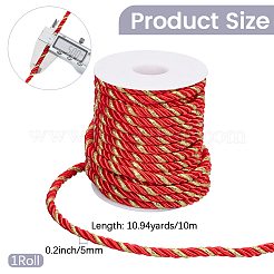 10mのポリコットンツイストコード  ラウンド  プラスチック製の空のスプール付き  レッド  5mm  約10.94ヤード（10m）/セット&nbsp;OCOR-CY0004-47A