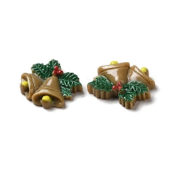 クリスマス オペーク レジン カボション  葉っぱのクリスマスベル  キャメル  18x21x5mm&nbsp;RESI-K019-38