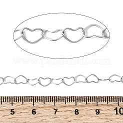 304ステンレススチールハートリンクチェーン  ハンダ付け  スプールで  ステンレス鋼色  4.5x6.5x0.5mm&nbsp;CHS-B015-09P
