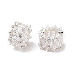 真鍮製ヨーロピアンビーズ  ガラスと  フラットラウンド  銀  ミックスカラー  10x6.5mm  穴：5mm&nbsp;KK-B100-068S