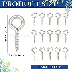 304ステンレススチールスクリューアイピンペグベイル  片穴パーツ用  ステンレス鋼色  12x5x1mm  穴：2.5mm  380個/セット&nbsp;STAS-ME0001-82C-P