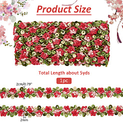 3Dフラワー刺繍ポリエステルレーストリム  花のトリミング  服飾材料  サクランボ色  3/4インチ（20mm）&nbsp;SRIB-WH0011-141D