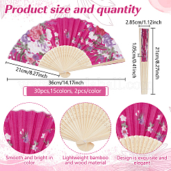 30Pcs 15 Colors Cloth Fan with Flower Pattern Display Decorations&nbsp;AJEW-WA0001-07