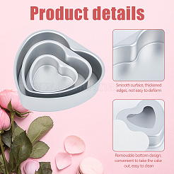 3 Bags 3 Styles Heart Aluminium Alloy Cake Mold Rings&nbsp;AJEW-DC0002-06