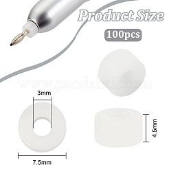 プラスチックスリーブリング100個  フラットラウンド  マニキュア機用  ホワイト  0.75x0.45cm&nbsp;FIND-OC0003-05A