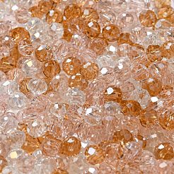 ガラスビーズ  多面カット  ロンデル  パールピンク  4x3mm  穴：0.4mm  約6800個/500g&nbsp;EGLA-A034-LM4mm-23