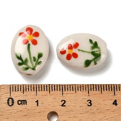 Flower Theme Printed Handmade Porcelain Beads&nbsp;LAMP-D303-06E-03