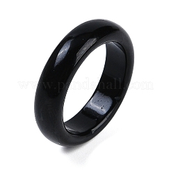 女性用染色＆加熱天然瑪瑙指輪  ブラック  5.5mm  内径：17~17.5mm&nbsp;RJEW-Z075-02J