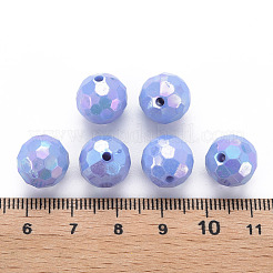 不透明なアクリルビーズ  多面カット  染め  ABカラー  ラウンド  コーンフラワーブルー  12x11.5mm  穴：1.8mm  約560個/500g&nbsp;TACR-S154-10F-06