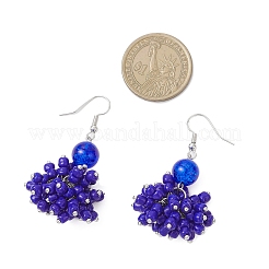 Glass Round Dangle Earrings&nbsp;EJEW-JE06550-01