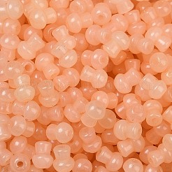 透明な色のガラスシードビーズ  キノコ  ライトサーモン  5.5x4.5mm  穴：1mm  4150個/ポンド&nbsp;SEED-R001-01G