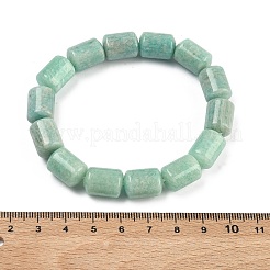 Column Natural Amazonite Beads Stretch Bracelets for Women Men&nbsp;BJEW-A148-01A-17