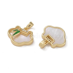 Brass & Shell & Clear Cubic Zirconia Charms&nbsp;KK-G497-18G