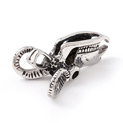 チベット風 304 ステンレススチールペンダント  牛の頭蓋骨  アンティークシルバー  44x28.5x17.5mm  穴：8x5.5mm&nbsp;STAS-P305-36AS
