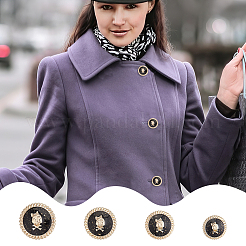 24Pcs 4 Styles 1-Hole Zinc Alloy Enamel Shank Buttons&nbsp;BUTT-OC0001-67
