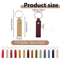 42Pcs 14 Colors Leather Keychains with Platinum Alloy Rings&nbsp;KEYC-DC0001-30