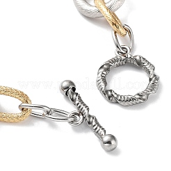 304 Stainless Steel Two Tone Circles Cable Chains Bracelets&nbsp;BJEW-P304-01E-G