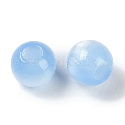 レジンヨーロピアンビーズ  大穴ビーズ  模造キャットアイ  ラウンド  ライトスカイブルー  12x11.5mm  穴：4.8mm&nbsp;RESI-F055-02G