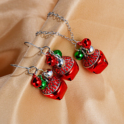 Christmas Bell Alloy Rhinestone Pendant Necklaces & Dangle Earrings Sets&nbsp;WG37E36-03