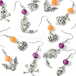 Halloween Theme Alloy & Imitation Jade Acrylic Dangle Earrings&nbsp;EJEW-FS00004